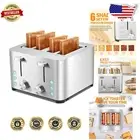 Safety-Certified 4-Slice Toaster - Extra Wide & Modern Stainless Steel Design