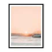 Peach Sunset Framed Printed Wall Art - Black