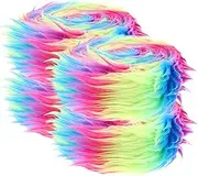 COLLBATH 4pcs Precut Rainbow Patches for Crafting Fluffy Trim for Mask Decoration Gnomes Beard DIY Costumes and Festive Events