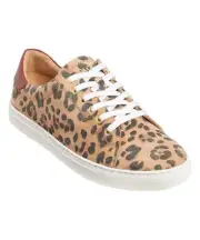 Jack Rogers NIB Women's Leopard Print Leather Rory Low Top Sneakers, Size 9.5 M