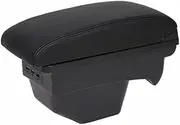 EXEGPLPVK Leather Armrest Fit for Citroen C4 Armrest Box Car Storage USB Interface Box Arm Rest Modification 2011-2018(Black Black Lines)