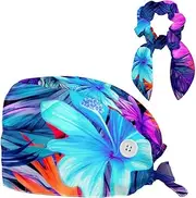 [YTYVAGT] Scrub Caps Women,Scrub Hats Suitable for Women,Tropical Leaves Watercolor Tree