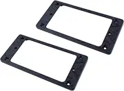 Guyker Metal Flat Humbucker Cover, Pickup Mounting Ring Set - Bridge Neck Pickups Frame Replacement Part for Electric Guitar or Precision Bass(2PCS, PR008 Black)