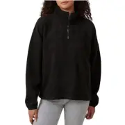Cotton On NWT Teddy Fleece Quarter-Zip Pullover in Black Size Medium NEW