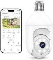 Akasumer - 2K Wireless Security Light Bulb Indoor Outdoor 2.4GHz WiFi for Home Security, PTZ 360°, Color Night Vision, Motion Detection, 2 Audio