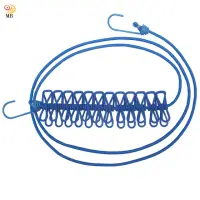 在飛比找momo購物網優惠-【月陽】月陽家用旅行露營用170cm彈性繩曬衣繩帶12夾(1