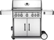 Napoleon Rogue 5 Burner 304 Stainless Steel Gas Grill with Side Burner and Rear Burner, Black