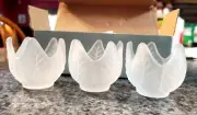 NIB PartyLite Frosted Lotus Blossom votive holders, set of 3