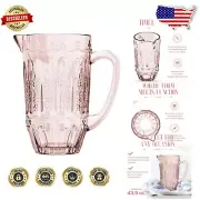 Art Deco Glass Pitcher - Scratch-Resistant Carafe for Sangria & Beverages