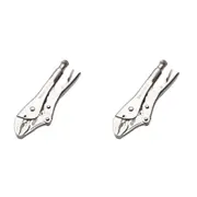 2PK Eclipse Pro Tools Steel Clamp Locking Plier Curved Jaw w/Cutter 250mm Silver