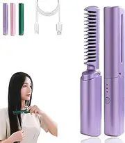 Latest Hairdressing Comb, Victoriousact Hairdressing Comb, Cordless 2-in-1 Electric Combs & Hair Straightener, Ideal Portable Travel Heat Brush for Smooth & Straight Styles (Purple)