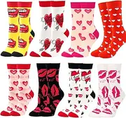 [Adafunzo] 8 Pairs Socks for Women Birthday Gifts with Wish Card Women's Novelty Funny Socks Valentines Day Gifts for Him and Her