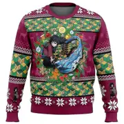 Fire Rengoku Demon Slayer Christmas Sweater Christmas Sweater Gift Santa Claus Pullover Men 3d Sweatshirt And Top Autumn And Win EL1026 L