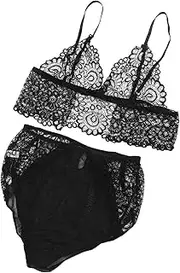 [ROMISBABA] 1Set Lace Bodysuit for Women Straps Elegant Sleepwear and Nightwear for Honeymoon Wedding Valentine Day and Special Occasions Black