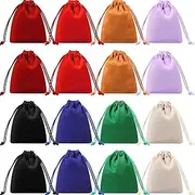 Shappy 16 Pieces Mini Dice Bags Velvet Drawstring Bag 4.1 x 3.3 Inch Drawstring Pouches Velour Christmas Storage Pouches for Dice, Jewelry, 8 Colors, [Inferable, but not explicitly specified: purple,