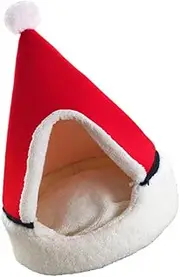 JUMPLAWN 1pc Cozy Cat Bed House Half Closed Pet Tent for Dogs Cats Christmas Tree Design Random Color Comfortable Indoor Cave for Winter Warmth and Security Random Color