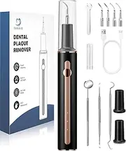 Plaque Remover for Teeth, Cleaning Kit with Ultrasonic Cleaner and Dental Tools, Picks for Cleaning and Rechargeable Blaster with LED, Tartar Remover, 4 Heads