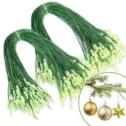 200 Pcs 7.9" Inch Christmas Ornaments String Hanger,Precut Ribbon Hook Green