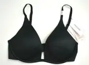 Calvin Klein Womens Black Seamless Silky Liquid Touch Underwire Plunge Bra 32D