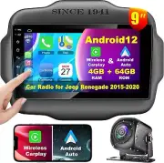 Android 12 Car Stereo for Jeep Renegade 2015-2020 Wireless CarPlay & Android