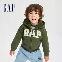 在飛比找蝦皮商城優惠-Gap 幼童裝 Logo仿羊羔絨連帽外套-軍綠色(78557