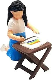 Dickly Drawing Girl Figure,1/64 People Figures DIY Crafts Tiny People Model Collectibles for Scenery Landscape Photography Props, Blue