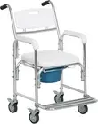 3-in-1 Shower Commode Wheelchair, Transport Beside Rolling Over Toilet Chair,..