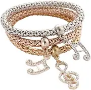 [COMVIP] Alloy Elastic Chain Multilayer Rhinestone Bangle Jewelry Set 3pcs Musical