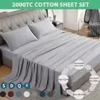 2000TC Pure Egyptian Cotton Bed Sheets Set Single/Double/Queen/King Flat Fitted