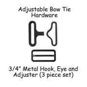 10 Sets Adjustable Bow Tie Hardware Clips - 3/4" (19mm) Black Hook, Eye & Slide