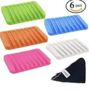 Silicone 5 Pk Colorful Shower Soap Tray Saver Soap Holder Drainer Shower Sink