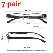 7 Pairs Black Mens Rectangular Half Frame Reading Glasses Spring Hinge Readers