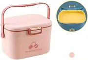 First Aid Box PP Medicine Box Pill Storage Case Portable Medicine Container 2 Layer Sewing Tin Container for Home Office(Pink)