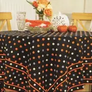 April Cornell Polka Dot Orange Gray Black Tablecloth 54" Square Cotton Fall