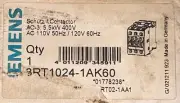 SIEMENS CONTACTOR 3RT104-1AK60 120v Coil 12a 60hz 3 POLE 400v 35a