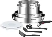 [Tefal] Ingenio Emotion L8971S04 10-Piece Cookware Set, Pans, Pots, Airtight Lids, Removable Handle, Induction, Stainless Steel, Stackable, Non-Stick Coating, Dishwasher Safe