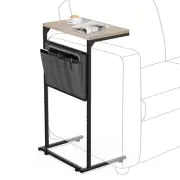 C Shaped End Table, Small Side Table for Couch and Recliner, Slide Under Sofa...