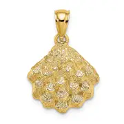 14k Yellow Gold Textured Oyster Shell Charm