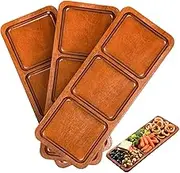 Acacia Wood Design Grid Serving Tray, Divided Wooden Charcuterie Platter, Wooden Dessert Tray, Wooden Platter with 3 Compartments 35.5x14x2 cm for Restaurants, Home Event, Brown Colour