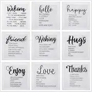Welcome to Joyful Home 9pcs/Set Welcome Hello Hugs Frineds Sentiments Rubber Clear Stamp for Card Making Decoration and Scrapbooking
