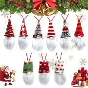 9 PCS Christmas's Hanging Gnomes Ornaments, Plush Gnomes Beard Ornaments Hand...