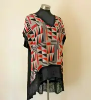 NWT! TS Taking Shape Black, Grey & Orange Tunic Size 18 RRP $119.95