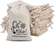 gobyhumm 10 Premium Organic Muslin Drawstring Bags 4x6 - Wedding Party Favor Set for Bachelorette Hangover Kits & Holiday Gifting | Reusable Double-Layer Unbleached Cotton Pouches (oh ship!)