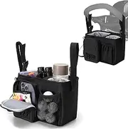 PGmoon Golf Push Cart Organizer Bag with Insulated Cup Holder and Multi-Pockets, Fits Most Carts