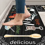 2pcs Washable Kitchen Rugs and Mats Set Cushioned Kitchen Floor Mat-Style 1