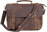 [CANLOT] Crazy Horse Leather Handbag Men's Travel Messenger Bag Men's Messenger Bag Laptop Bag