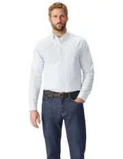 [R.M.Williams] Regular Broadcloth Long Sleeve Shirt in Blue White