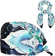 [YTYVAGT] Scrub Caps Women,Scrub Hats Suitable for Women,Floral Mermaid Mandala