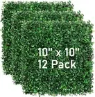 12 Pack Artificial Boxwood Hedge 10X10Inch Green Faux Wall Panels Privacy Screen