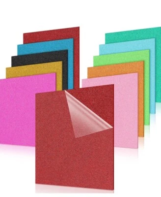 10 Pcs Glitter Colored Glossy Acrylic Sheets Translucent Plastic Sheet 1/8 In...